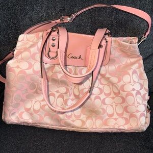 Coach Pink Signature Tote with Leather Trim 2010